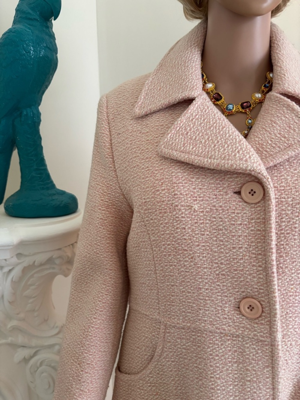 Nicole Blush Pink Long Single-Breasted Trench Coat - Picture 6 of 16